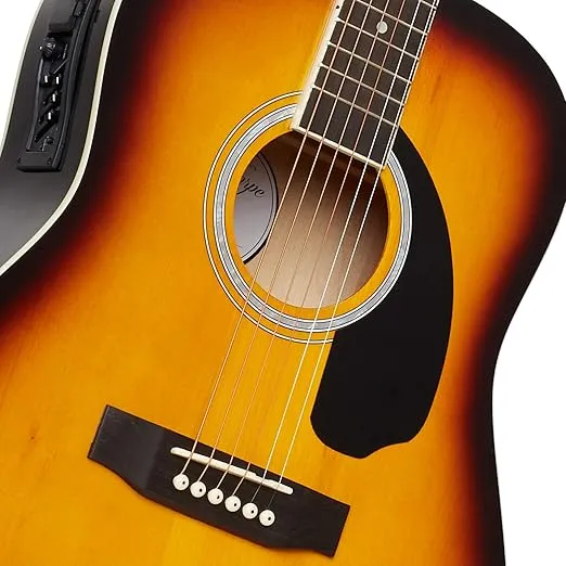 Ashthorpe Full-Size Dreadnought Acoustic-Electric Guitar Bundle - Premium Tonewoods - Sunburst