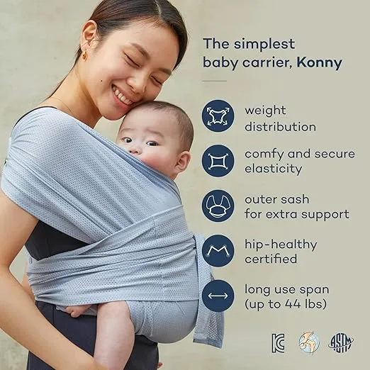 Konny Original Baby Carrier AirMesh for Cozy Luxury Baby Carrier Wrap, Easy to Wear and Wrap Baby Sling, Baby Wrap Carrier, Perfect for Newborn Babies up to 44 lbs, (Mocha, XXX-Large)