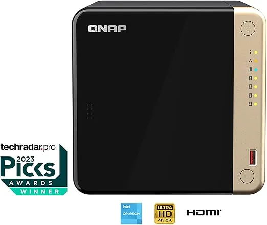 QNAP TS-464-8G-US 4 Bay High-Performance Desktop NAS with Intel Celeron Quad-core Processor, M.2 PCIe Slots and Dual 2.5GbE (2.5G/1G/100M) Network Connectivity (Diskless)