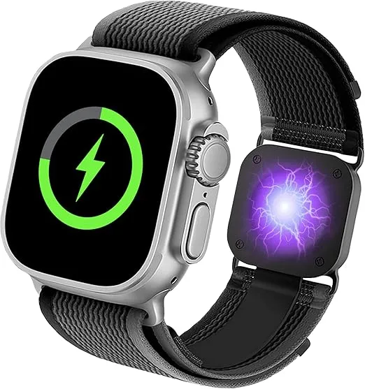 STATIK TurboBand Compatible with Apple Watch Charging Band - 2 in 1 Portable Watch Charger and Breathable Nylon Watch Strap, Available in 42mm, 44mm, 45mm & 49mm Sizes