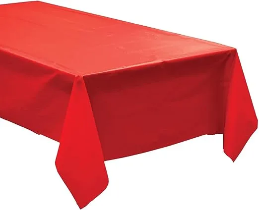 3 Pack Plastic Tablecloth Rectangle 54" X 108" Premium Disposable Table Cover for Party Birthday Wedding (Red)