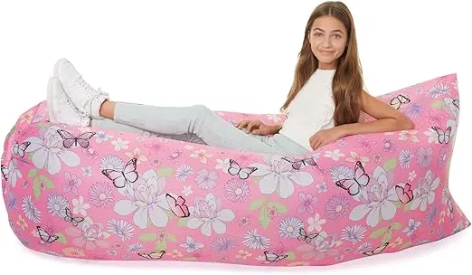 3C4G Butterfly Inflatable Chair for Girls - Indoor & Outdoor Use Pink Inflatable Couch for Camping - Blow Up Couch for Girls, Teens & Adults - Air Sofa Inflatable Couch with Pouch by Make It Real