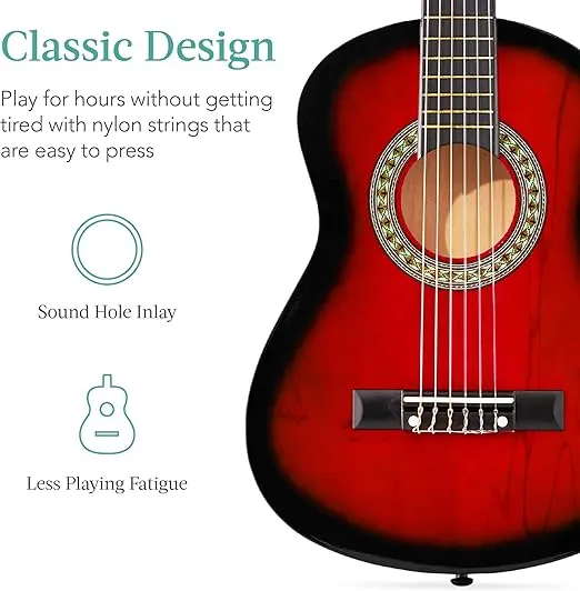 Best Choice Products 30in Kids Acoustic Guitar Beginner Starter Kit with Strap, Case, Strings - Redburst