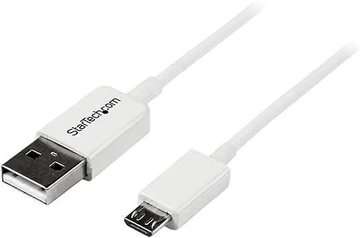 StarTech.com 2m White Micro USB Cable Cord - A to Micro B - Micro USB Charging Data Cable - USB 2.0 - 1x USB A Male, 1x USB Micro B Male (USBPAUB2MW)