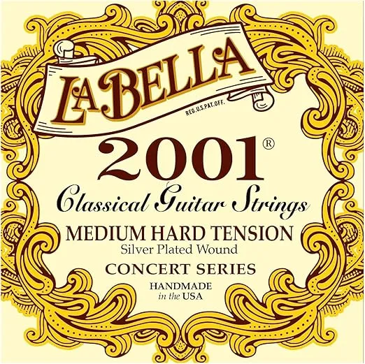 La Bella 2001 Medium Hard Tension Silver-Plated wound Classical Guitar Strings