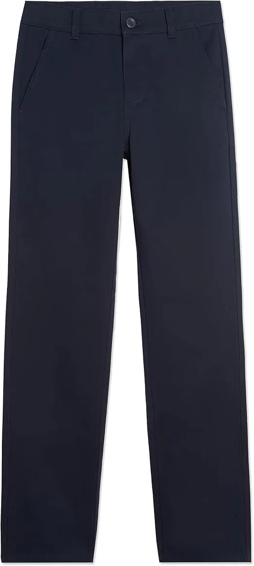 Nautica Boys' Flat Front Stretch Twill Chino Khaki Pant