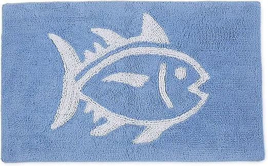 Southern Tide Home 7132580 Skipjack Cotton Reversible Absorbent 20-inch x 32-inch Bathroom Bath Rug, Light Blue