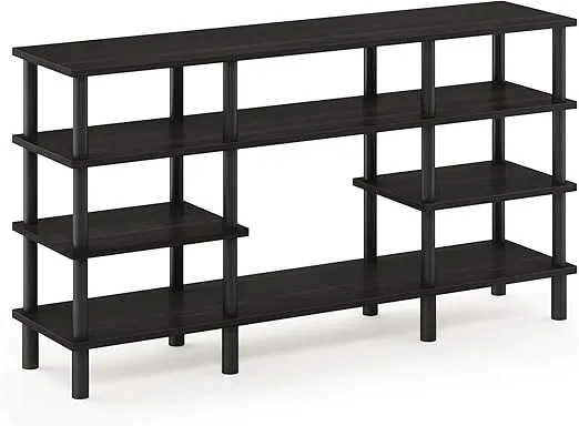 Furinno Turn-N-Tube 4-Tier Multipurpose Wide Shelf TV Stand, Espresso/Black