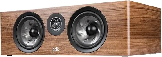 Polk Audio Reserve Series R400 Large Center Channel Loudspeaker, 1" Pinnacle Ring Tweeter & Dual 4" Turbine Cone Woofers, Hi-Res Certified, Dolby Atmos & IMAX Enhanced, Wall Mountable, Walnut Brown