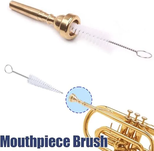 Trumpet Cleaning Kit, 3pcs Trumpet Care Kit Trumpet Maintenance Care Kit Mouthpiece Brush Valve Brush Flexible Snake Brush Cleaner Accessory for Kids Adults Musical Instrument Trumpet Mouthpiece