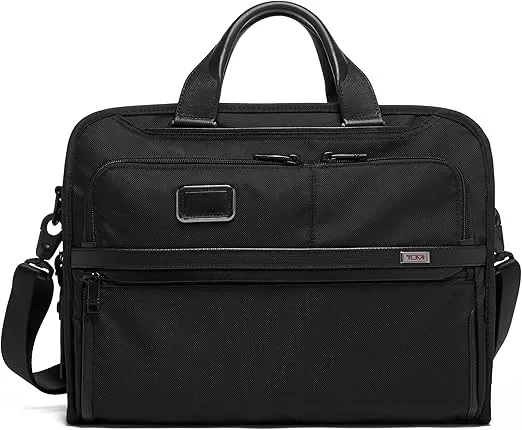 TUMI - Alpha Organizer Portfolio Brief - Business Briefcase - Briefcase Organizer Bag with Multiple Pockets - TUMI Tracer - Black