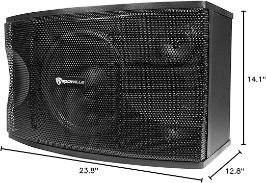 Rockville Pair KPS12 12" 3-Way 1600 Watt Karaoke Speakers+Wall Brackets/MDF, Black