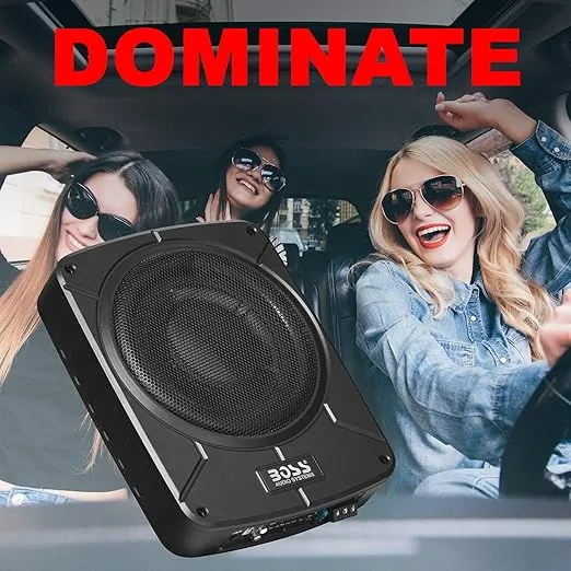 BOSS Audio Systems BAB10 Amplified Car Subwoofer - 1200 Watts Max Power, Low Profile, 10 Inch Subwoofer, Remote Subwoofer Control, Great for Vehicles That Need Bass But Have Limited Space