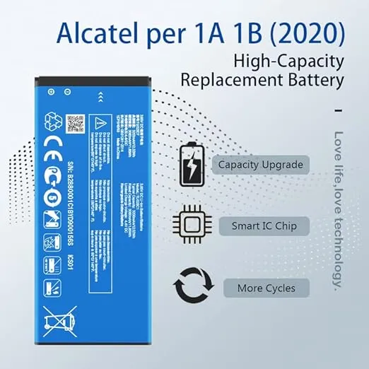 TLi028C7 Battery Replacement,(𝟐𝟎𝟐𝟰 𝐍𝐞𝐰 𝐔𝐩𝐠𝐫𝐚𝐝𝐞) Compatible for Alcatel per 1A 1B Year 2020 Phone 5002H Tracfone A3 A509DL 3.85V,3200mAh/12.32Wh