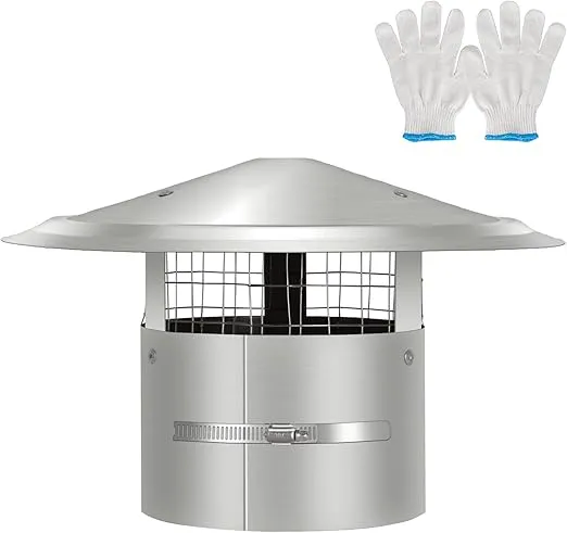 6 Inch Round Chimney Cap with Screen, Tapered Top Roof Rain Chimney Cover for Outside,Adjustable Fireplace Stove Pipe Topper, Stainless Steel