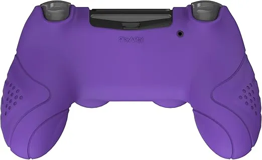 PlayVital Guardian Edition Purple Ergonomic Soft Anti-Slip Controller Silicone Case Cover for ps4, Rubber Protector Skin with Joystick Caps for ps4 Slim/Pro Controller