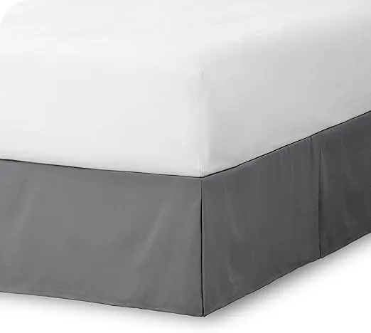 Bare Home Queen Bed Skirt - 15-Inch Tailored Drop Easy Fit - Bed Skirt for Queen Beds - Center & Corner Pleats (Queen, Grey)