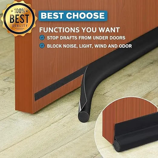 MAXTID Door Draft Stopper 36 Inch Black Adjustable Door Draft Blocker Front Door Draft Guard for Bottom of Doors Weather Stripping Door Seal Strip