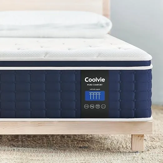 Coolvie Twin Mattress in a Box, Gel Memory Foam Mattress 14 Inch Euro Top Medium Plush Twin Size for Cloud-Like Sleep, Individual Pocket Springs with CertiPUR-US Certified Foam for Pressure Relief