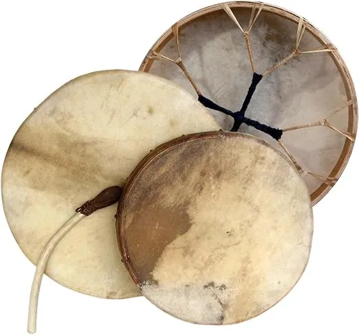 Shaman drum round with goat skin, Frame Drum, handmade … (16")