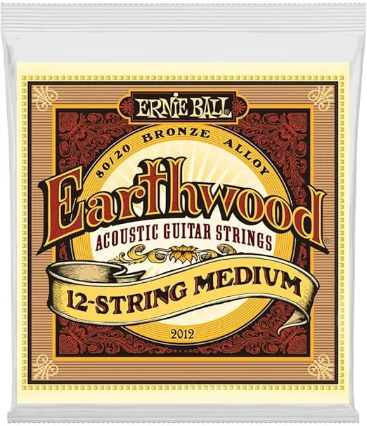 Ernie Ball Earthwood 12-String Medium 80/20 Bronze Acoustic Guitar Strings, 11-52 Gauge (P02012)