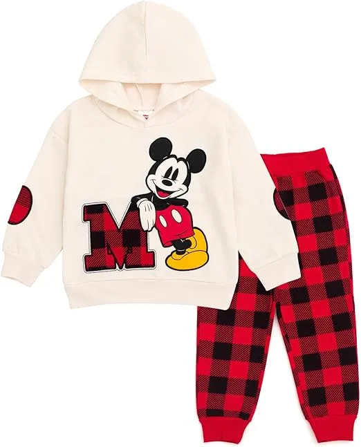 Disney Mickey Mouse Christmas Fleece Pullover Hoodie and Pants Outfit Set Newborn to Big Kid Sizes (0-3 Months - 14-16)