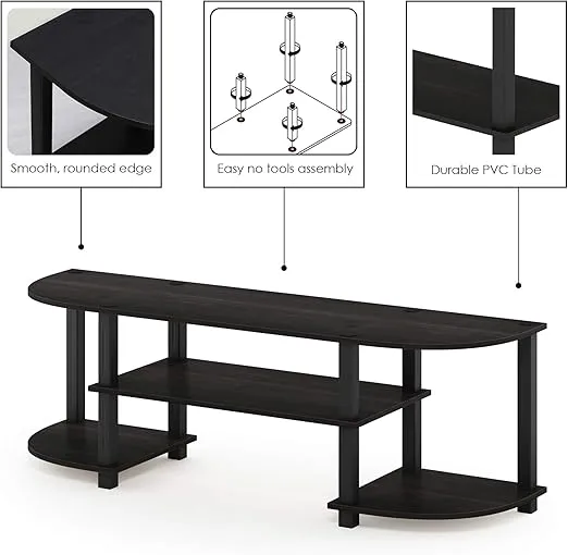 Furinno Turn-S-Tube Wide TV Entertainment Center, Dark Walnut