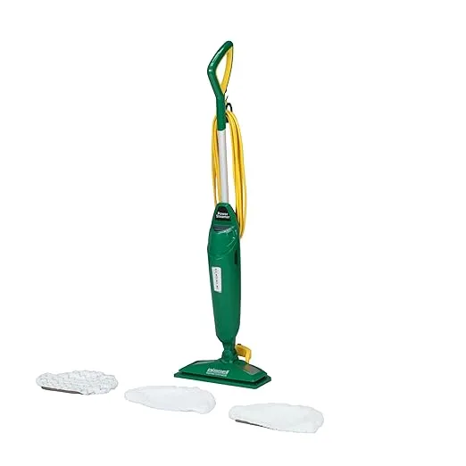 Bissell Commercial-BGST1566 Steam Mop Power Steamer, 12.5" wide, comes with Two soft pads for every day and one scrubby pad for heavy messes,Green