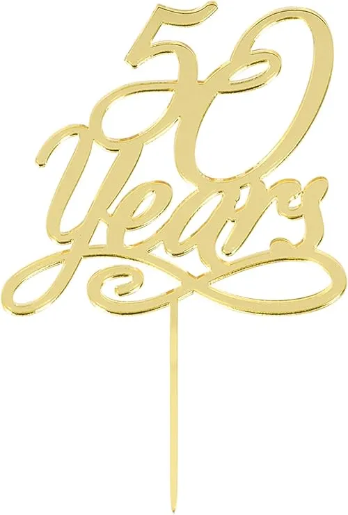 50 Years Gold Cake Topper - 6 1/2 x 4 1/4, 1 Pc