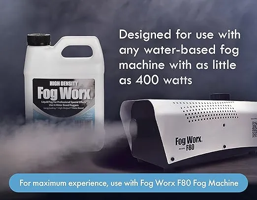 FogWorx Extreme High Density Fog Juice - Quart – 32 Fluid Ounces of Long Lasting, High Output, Odorless Water Based Machine Fluid for 400 to 1500 Watt Machines