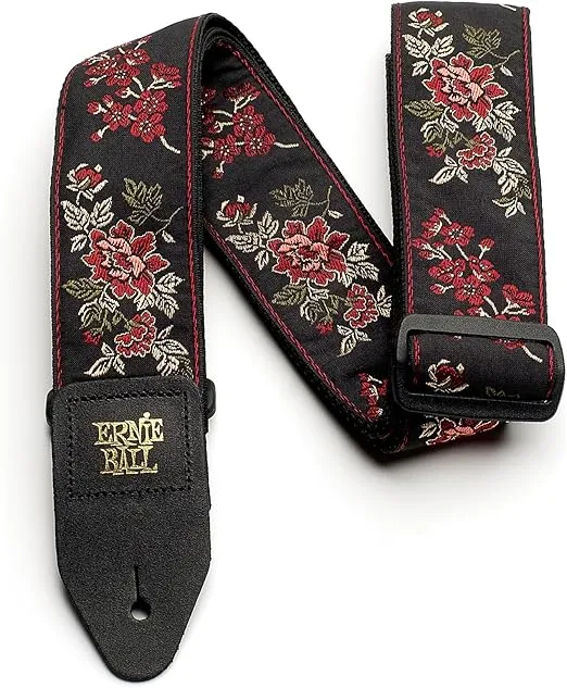 Ernie Ball Jacquard Guitar Strap, Red Rose (P04142)