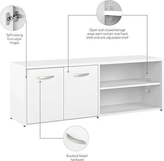 Bush Business Furniture Studio C Low Storage Cabinet with Doors and Shelves, White (SCS160WH)