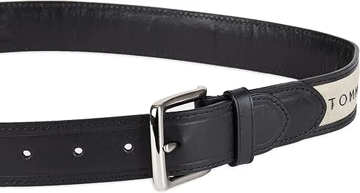 Tommy Hilfiger Men's Fabric Inlay Casual Belt with Classic Harness Buckle
