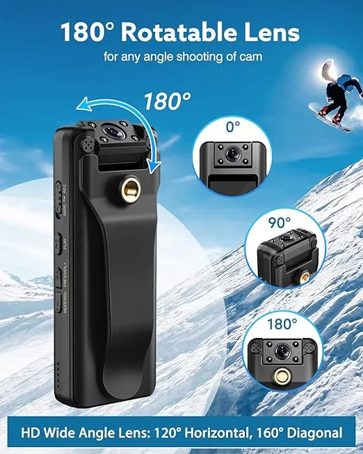 BOBLOV A22 128GB 1080P Body Worn Camera, Shooting Video for 10 Hours, with Loop Recording and Night Vision for Law Enforcement, Hiking and Outdoor Sports Records