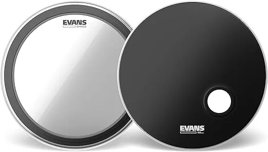 Evans EMAD2 System Bass Drum Pack - Contains 1 Bass Drum Head, 1 Reso Drum Head, 2 Interchangeable Damping Rings, & Foam Damping Rings - Customize Bass Drum Sound - 2-Ply Construction - 18"