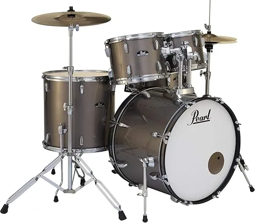 Pearl Roadshow Drum Set 5-Piece Complete Kit with Cymbals and Stands, Bronze Metallic (RS525SC/C707)