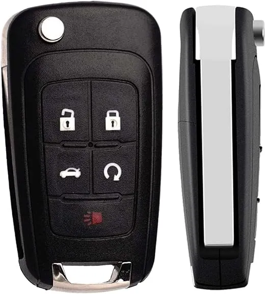 Replacement for Keyless Remote 5 Button Flip Car Key Fob Select Impala Malibu Cruze Equinox and Other Vehicles That Use FCC OHT01060512