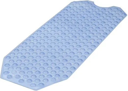 HealthSmart Bath Mat Extra Large No Slip Shower & Bathtub Mat with Suction Cups and Drain Holes for Anti-slip Grip, Machine Washable, Extra Large, 40 x 15.5, Blue