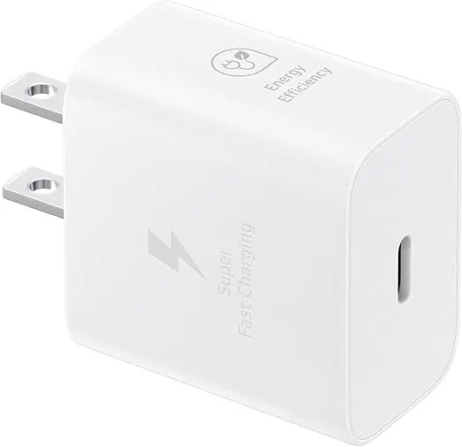 Samsung 25W Wall Charger Power Adapter, Cable Not Included, Super Fast Charging, Compact Design, Energy Efficient, Compatible with Galaxy and USB Type C Devices, White