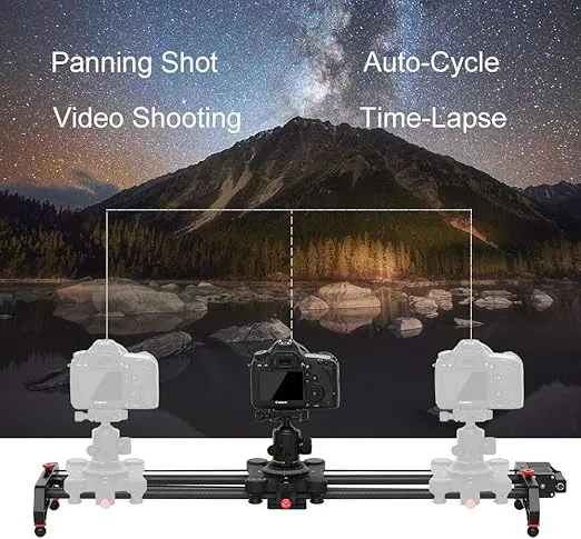 GVM Motorized Camera Slider, 31" Carbon Fiber Dolly Rail Camera Slider with Time-Lapse Photography, Tracking Shooting and 120 Degree Panoramic Shooting for Most Cameras, with Remote Controller