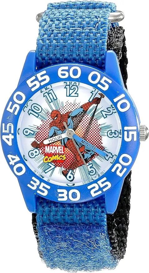 MARVEL Spider-Man Kids' Plastic Time Teacher Analog Quartz Nylon Strap Watch