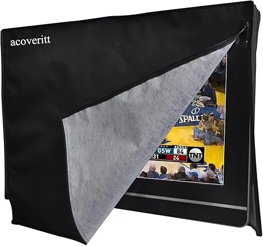 Outdoor 55" TV Set Cover,Scratch Resistant Liner Protect LED Screen Best-Compatible with Standard Mounts and Stands (Black)