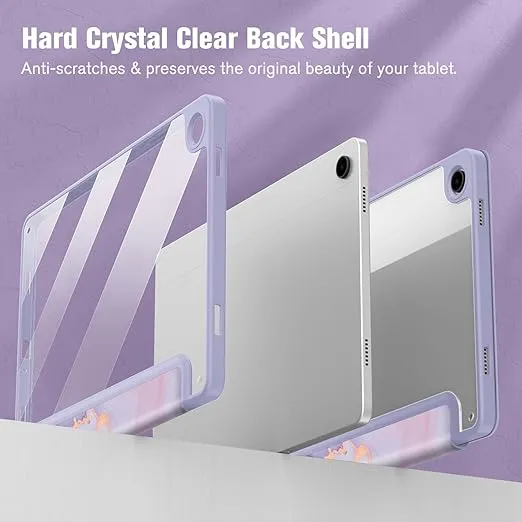 Fintie Hybrid Slim Case for Samsung Galaxy Tab A9 Plus/A9+ 5G 11 Inch 2023 Model (SM-X210/X216/X218), Shockproof Cover with Clear Transparent Back Shell, Auto Wake/Sleep, Lilac Marble