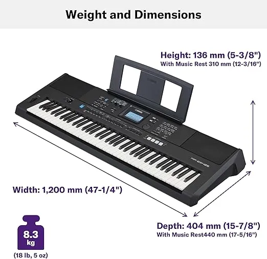 Yamaha, 76-Key Touch-Sensitive Advanced Portable Keyboard with Power Adapter (PSREW425)