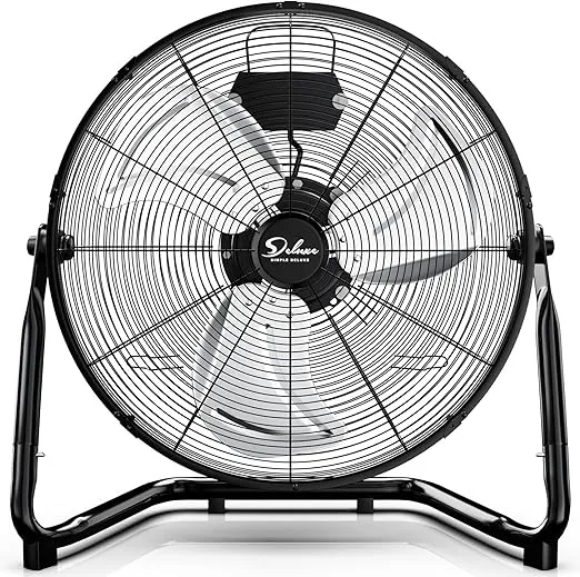 Simple Deluxe 12 Inch 3-Speed High Velocity Heavy Duty Metal Industrial Floor Fans Oscillating Quiet for Home, Commercial, Residential, and Greenhouse Use, Outdoor/Indoor, Black