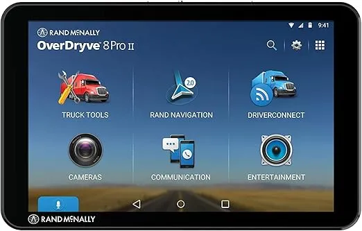 Rand McNally OverDryve 8 Pro II Truck GPS & Connected Tablet, Car Navigation with 8” Display, Built-in Satellite Radio, Fully Adjustable Dash Cam (Renewed)