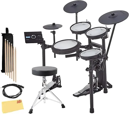 Roland V-Drums TD-17KV2 Electronic Drum Set Bundle with Drum Throne, Drumstick Bag, Audio Cable, 3 Pairs of Drumsticks and Austin Bazaar Polishing Cloth