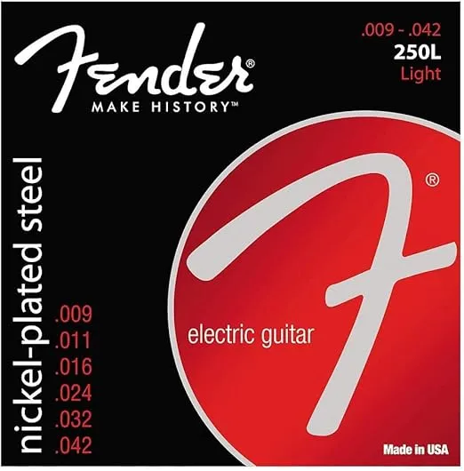 Fender Super 250 Electric Guitar Strings, Nickel Plated Steel, Ball End, 250L .009-.042