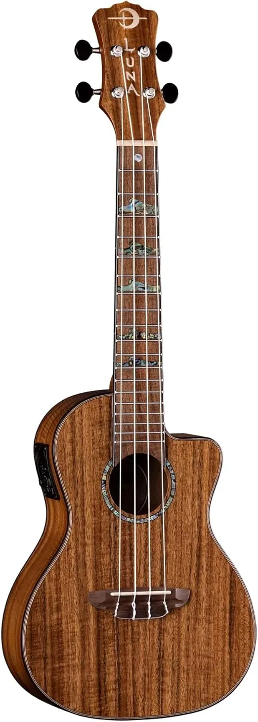 Luna High Tide Koa Concert Acoustic/Electric Ukulele with Preamp, Satin Natural