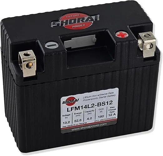 Shorai LFM Lithium-iron Battery w/BMS, LFM14L2-BS12, 4.0Ah 13.2V, 52.8WHr, "L" Type, Case 2